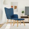 Vidaxl Armchair with Footrest, Blue, Fabric Upholstered