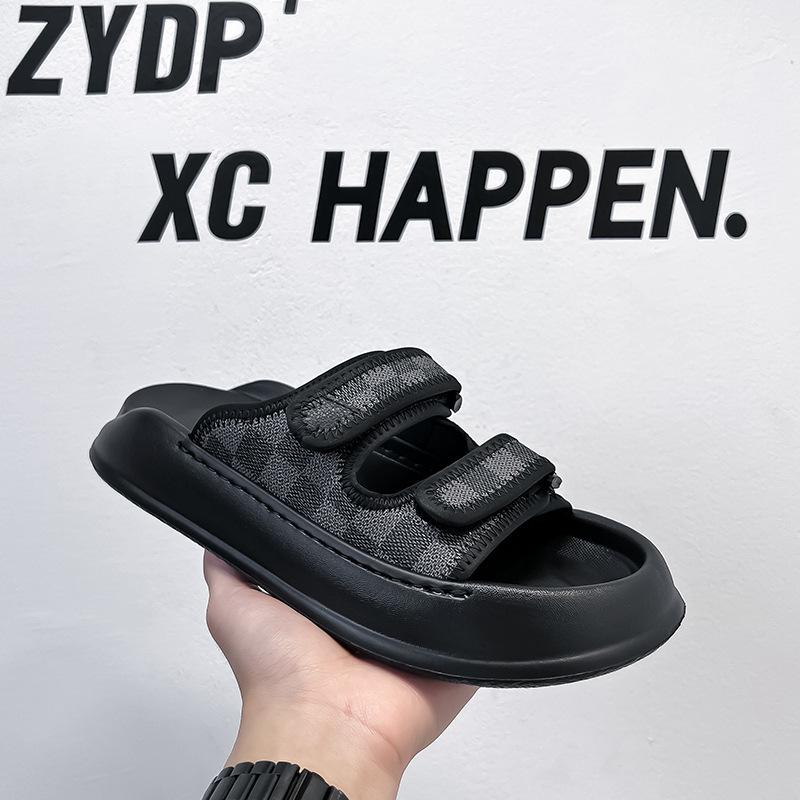 

Summer trend slippers men s presbyopia non-slip casual trend large size adjustable slippers one-word drag 371223-A 38 чёрный