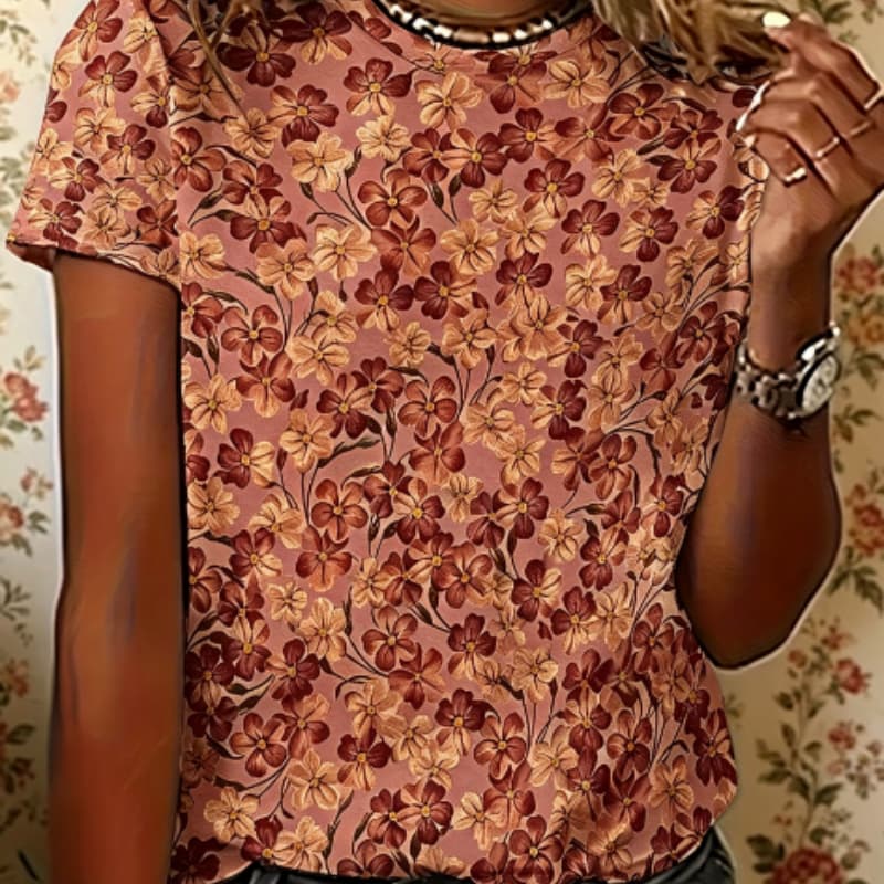 

Round neck casual short-sleeved T-shirt, fashionable short-sleeved round neck top S