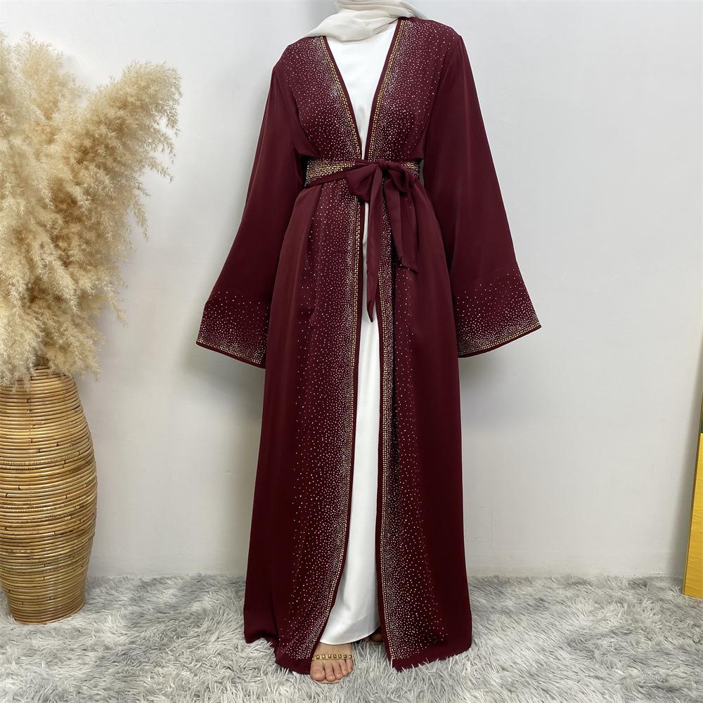 Dubai Hot Sale: Diamond Lace-Up Cardigan Dress with Pocket 2010