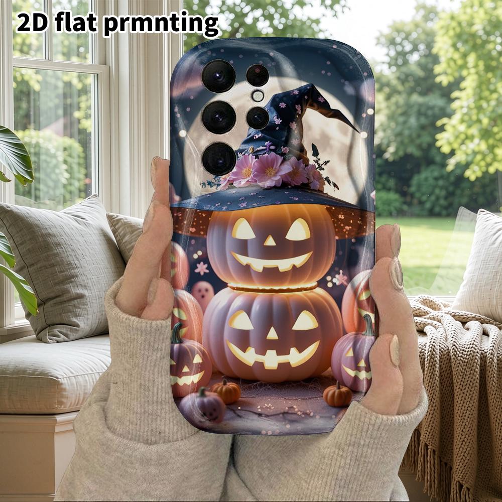 Phone Case: 2D Flat Samsung Galaxy A34 A35 M05 M06 S20 S22 S21 FE Plus 5G Protective Case, Couples Style, Dreamy Pink Pumpkin, Christmas and Halloween