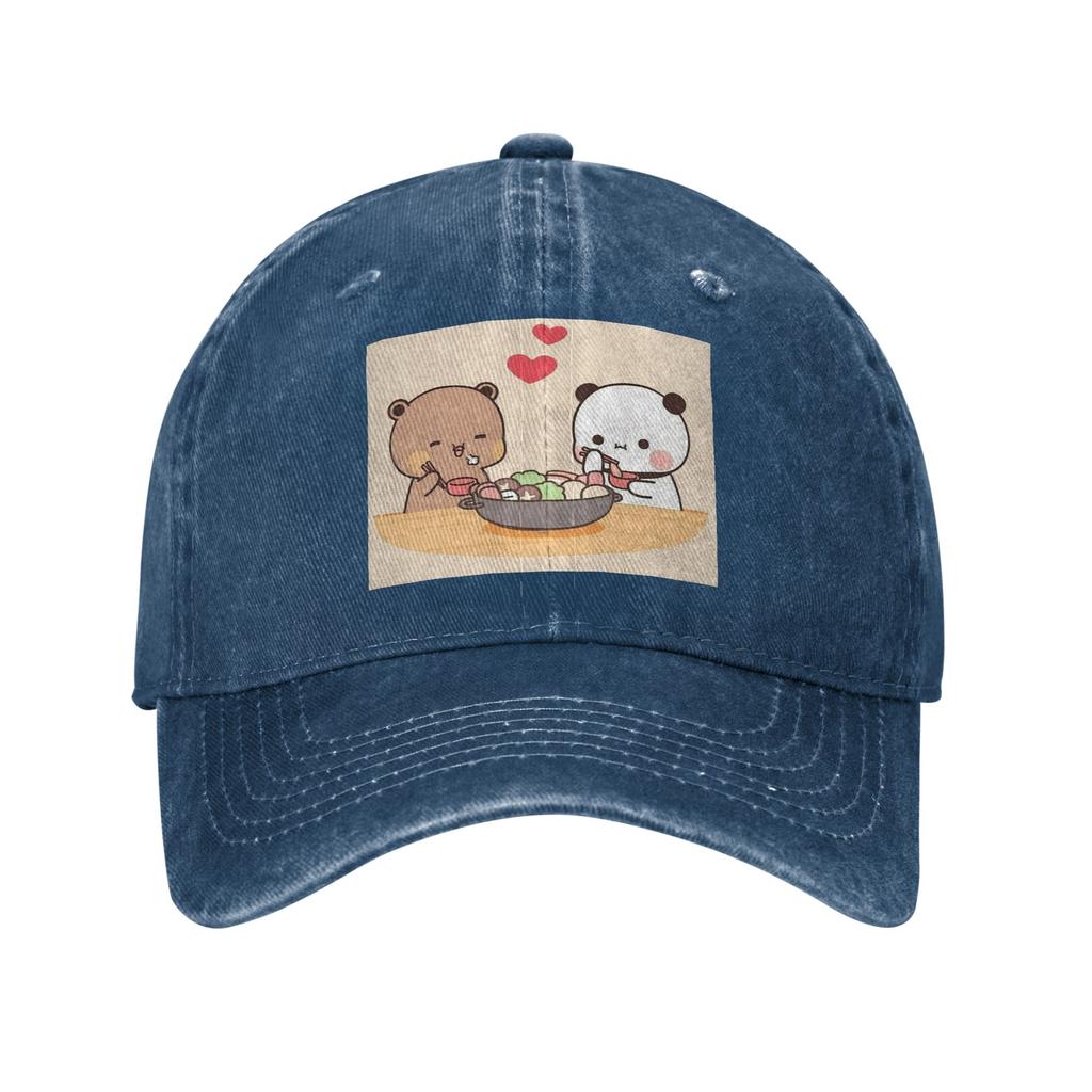 Bubu Dudu Pandabjörnar Tecknad Denimkeps Casual Basebollkepsar Justerbar Hatt Sommar Unisex Basebollkepsar