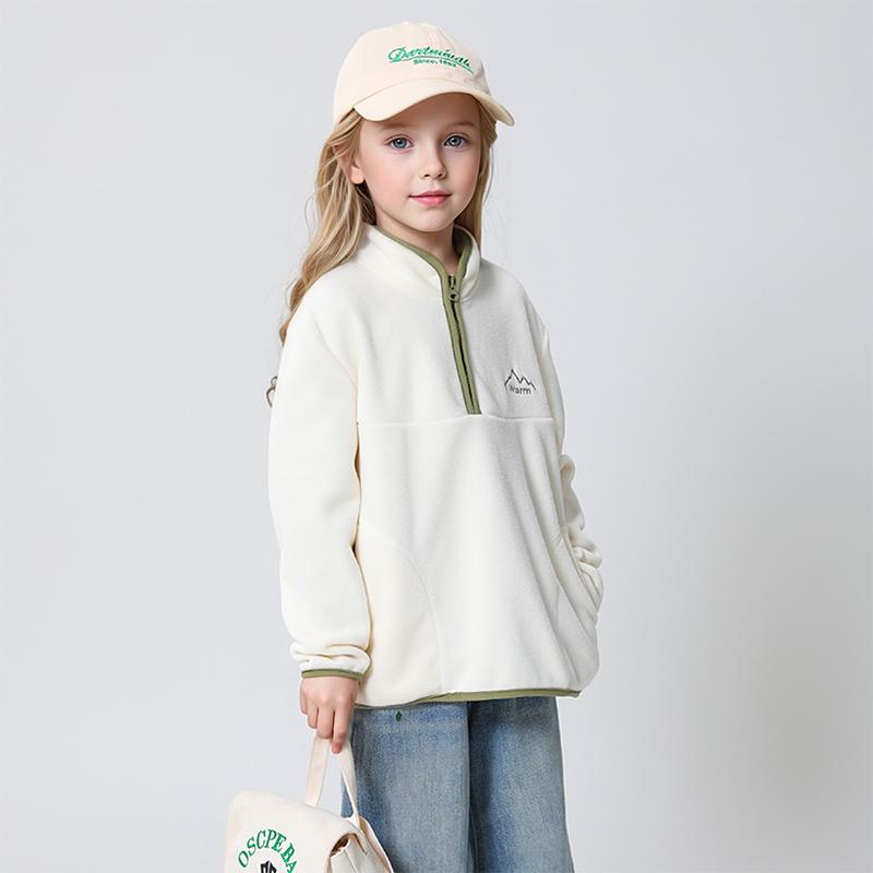 Autumn And Winter Children's Thick Fleece Fashion Stand Up Collar Jacket Boys And Girls' Sports Baseball Jacket Windproof Coat
