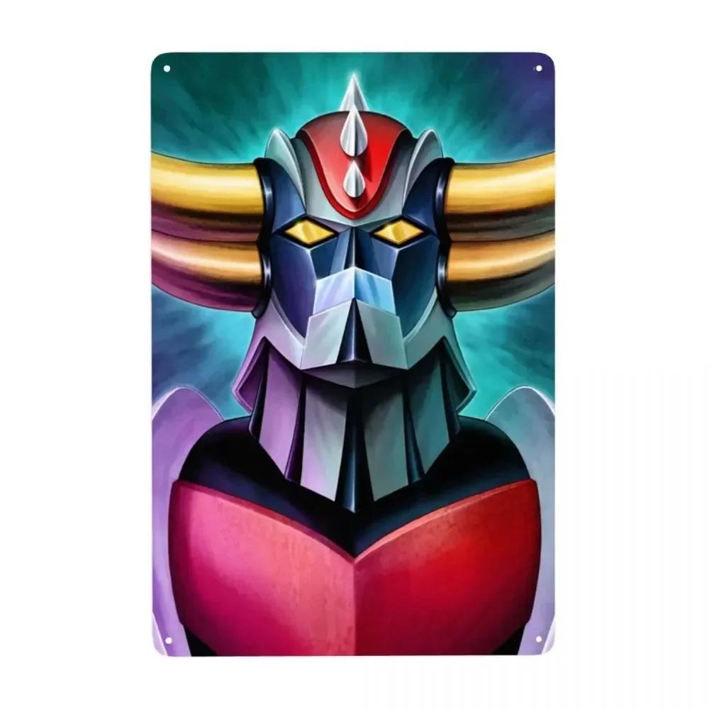 Vintage Goldorak Grendizer Metal Tin Sign  Custom Anime UFO Robot Goldrake Wall Art Decor for Pub Cafe Yard  Rectangle Plaque