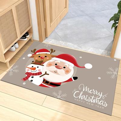 Vintage Weihnachtsmann Rentier Fußmatte Weihnachtsfeiertagsdesign Rutschfest Willkommensmatte für festliche Eingangsbereichsdekoration