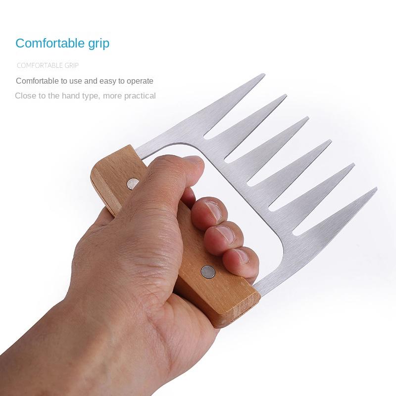 Fleischteiler aus Edelstahl mit Holzgriff, Bärenklau-Gabel. BBQ Barbecue Fleischteiler Multifunktionaler Fleischteiler