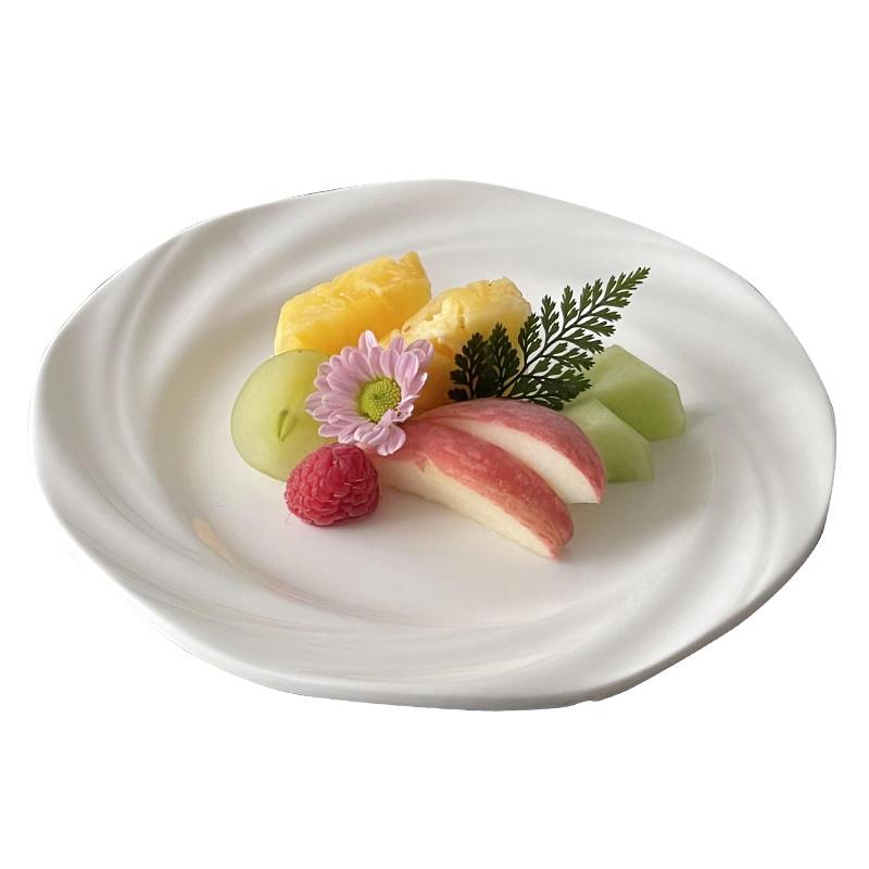 Chinese Style Solid Ceramic Plate Household 8 Inch High Aesthetic Creative Fruit Dessert Dishes Vintage Afternoon Tea Tableware