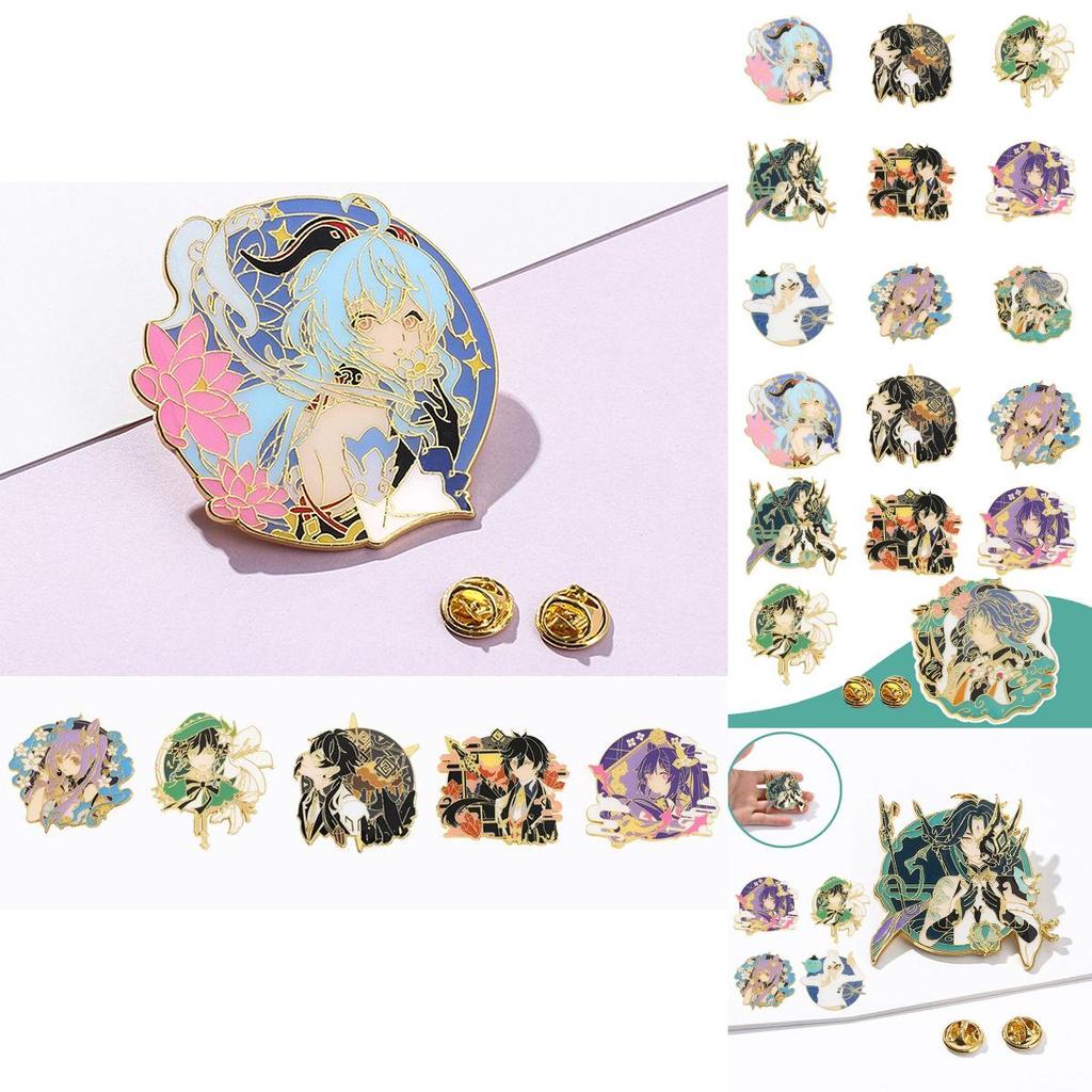 Vibrant Genshin Impact Character Badge High Quality Metal Brooch For Game Fans
