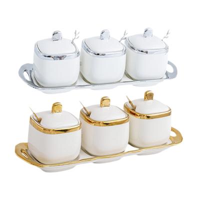 Ceramic Spice Jars Modern Pepper Seasoning Pot Box Practical Small Sugar Bowl for Restaurant Kitchen Countertop Household