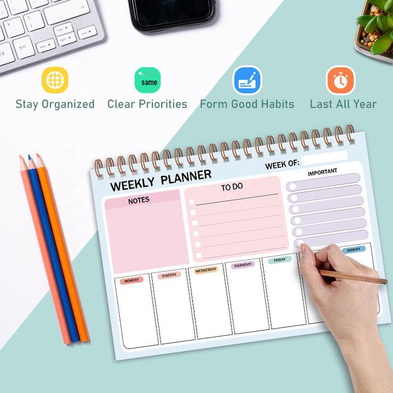 Cross-border Waterproof Weekly Planner Notebook with PP Cover and Coil Binding