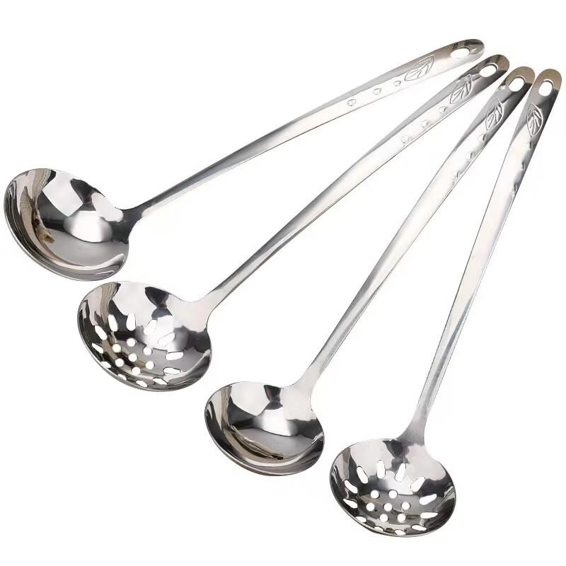 Ruhan Stainless Steel Long Handle Soup Ladle & Slotted Spoon Set