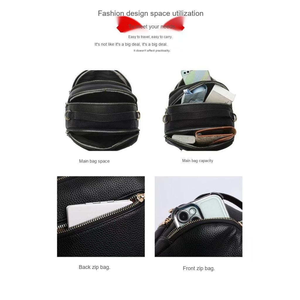 Crossbody Bag Women Faux Leather Multi Zipper Daily Commute