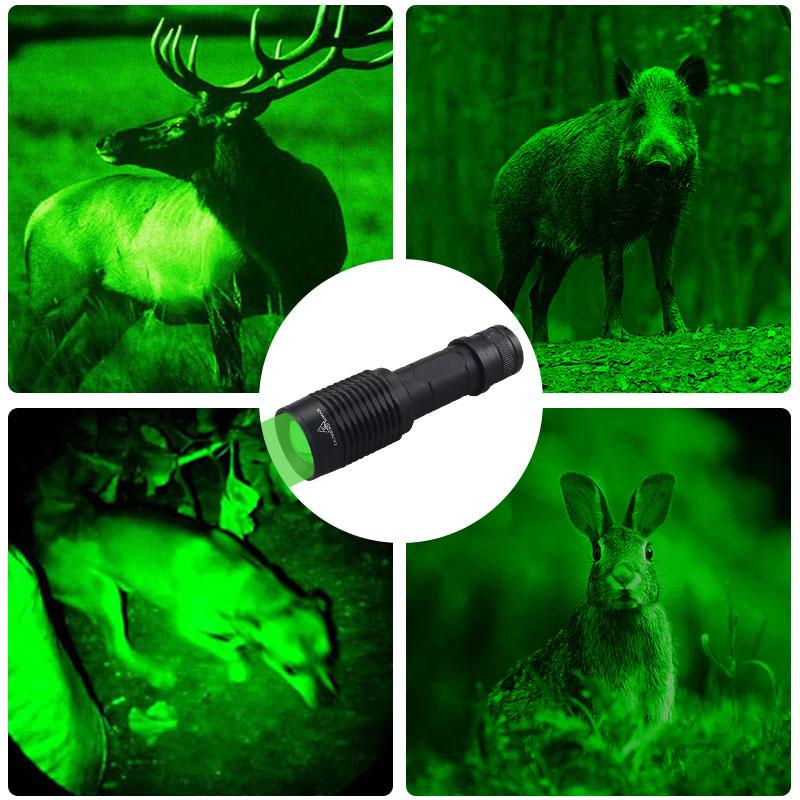 R5 LED Zoomable Flashlight Tactical Green/Red/Blue Torch 1 Gear  Outdoor Waterproof IP65 Night Hunting Fishing Lantern