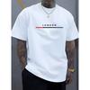 Plus-size Men's Vintage White T-shirt with London Pattern Print- Short-sleeved, Round-neck Casual T-shirt, H-line Cut, Suitable for All Seasons,