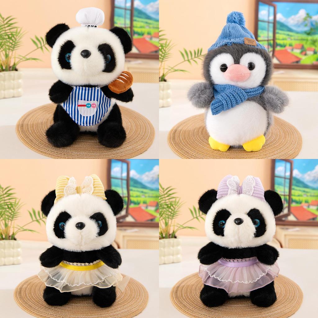 Panda Penguin Plush Toy With Scarf 25cm Kids Gift For Collectors And Decorations