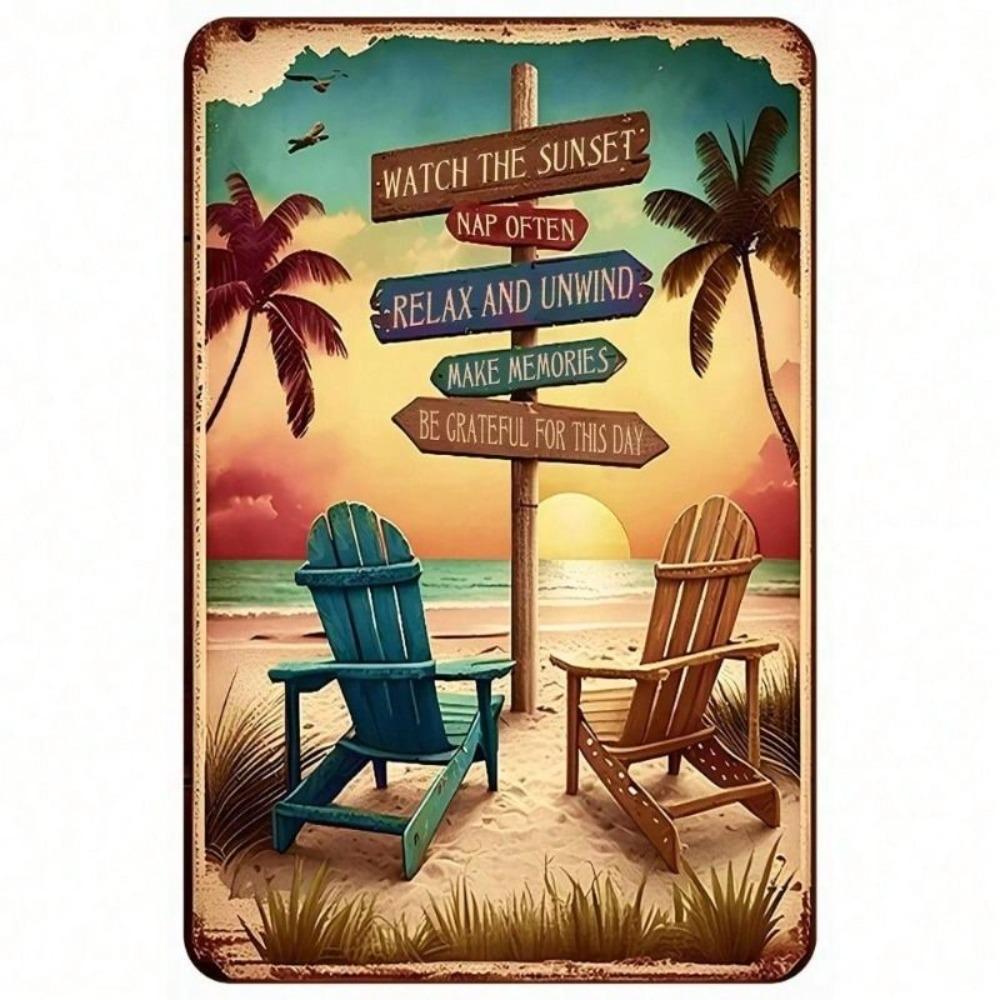 Metal Wall Art Retro Surfboard Poster 12x16 Inch Vintage Gift for Surfer Beach House Decor