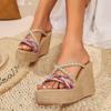 Fashion Women's Wedges Sandals 2024 New Handwoven Slippers Fashion Women's Sandals Casual Versatile High Heel Slippers Designer Sandals