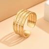 European Striped Stainless Steel Adjustable Open Ring - Simple and Versatile Jewelry Piece