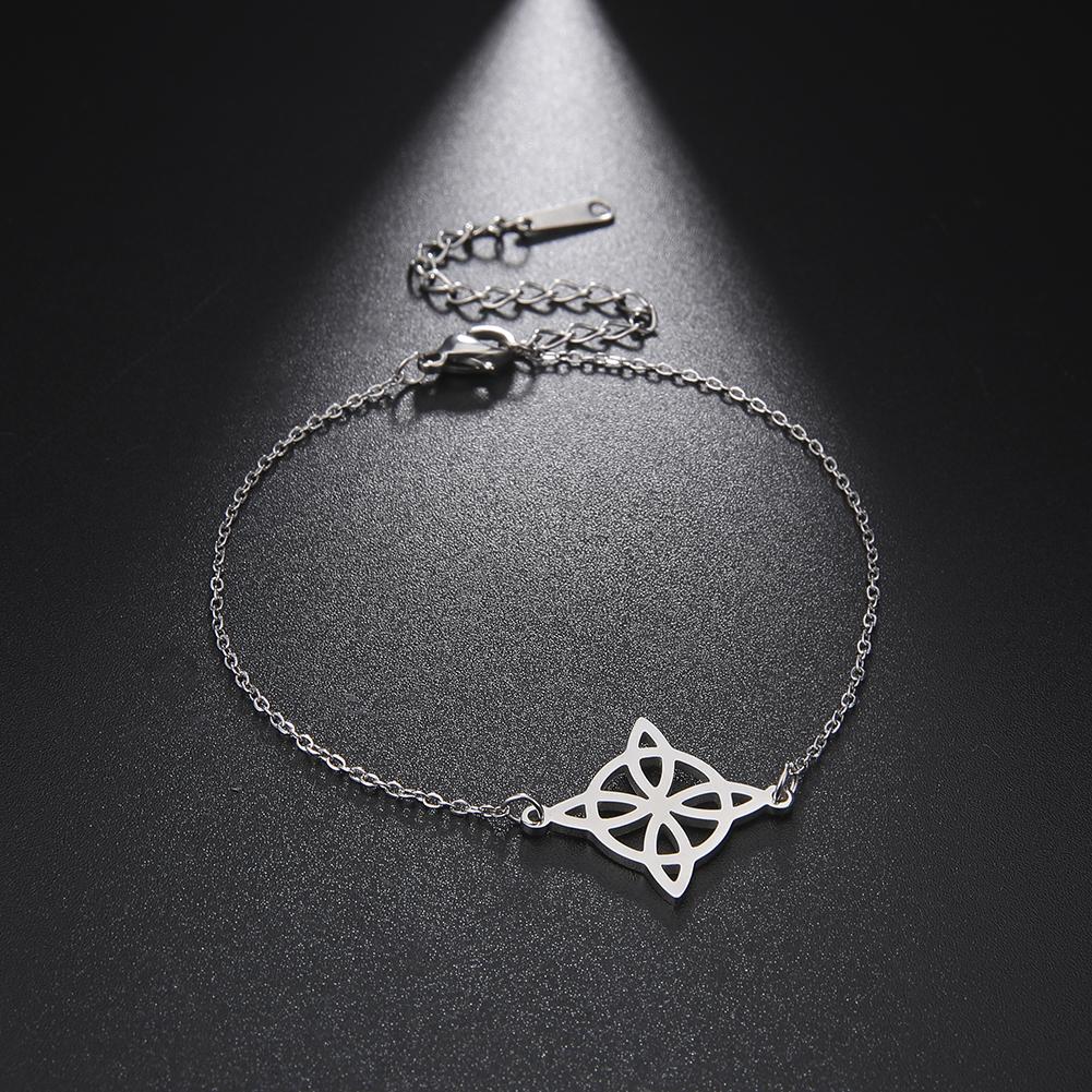 

LIKGREAT Irish Witch Knot Bracelet for Women Men Stainless Steel Celtics Knot Jewelry Witchcraft Talisman Birthday Gift Steel Color&17-22cm