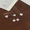 S925 Sterling Silver Four-Leaf Clover Jewelry Set: Sparkling Ring, Bracelet, Earrings, and Necklace for Women