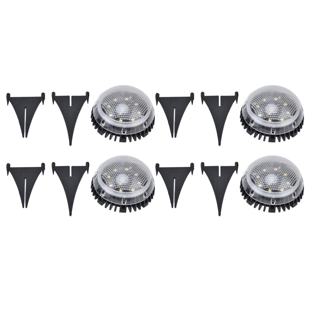 4Pcs Solar Ground Lights Waterproof Color Gradient 8 LEDs Disk Solar Deck Lights for Outdoors