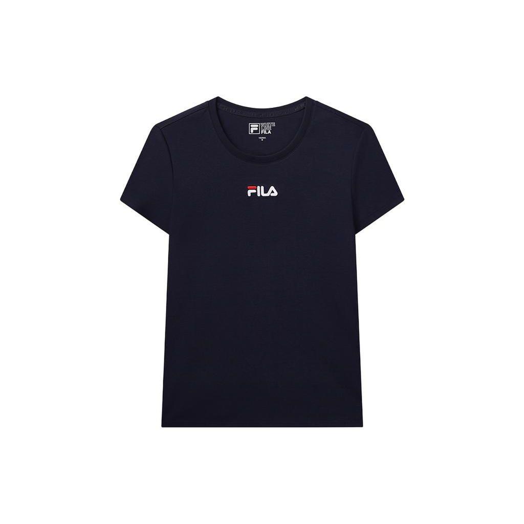 FILA Casual Sports Cotton Pullover Short Sleeve T-Shirt Women Tops Legend-Blue F51W228154FNV