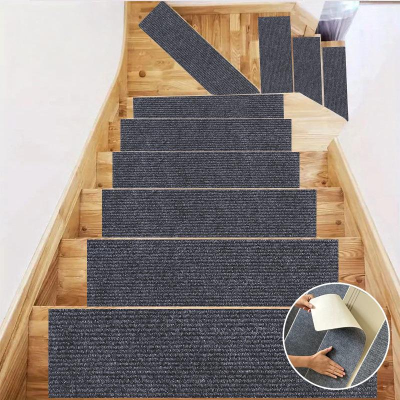 

80X20cm Staircase Mat Non-Slip Self-adhesive Stair Tread Carpet Mat Safety Soft Stripe Door Mat Home Decor 80cmX20cm