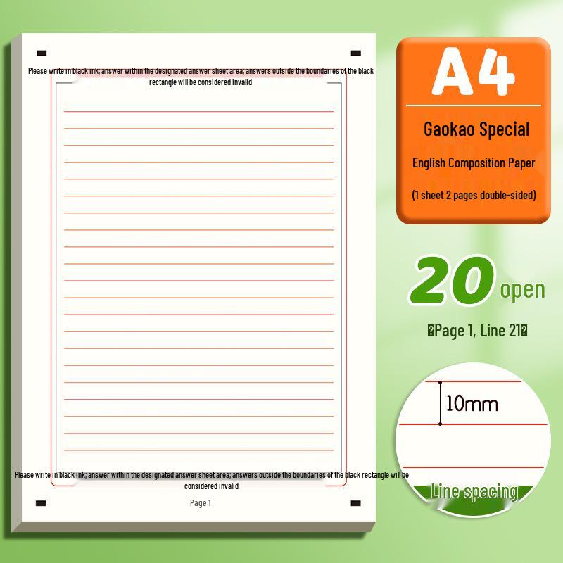 A3/A4 Thickened Grid Manuscript Paper for Chinese and English Composition, Student Drafting Paper, Free Shipping