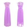 2025 European & American Slim-fit Evening Gown – Light Blue Lace Patchwork Chiffon, Back Zipper, 10 Colors Available