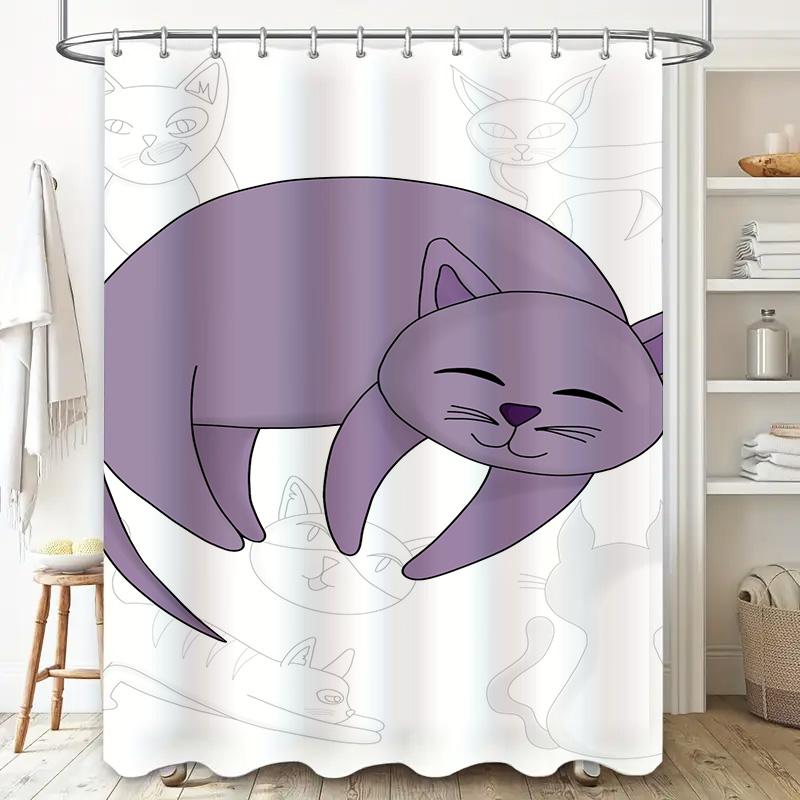 Soft Cute Cartoon Cat Shower Curtains Home Decor Waterproof Polyester Fabric Bathroom Accessories