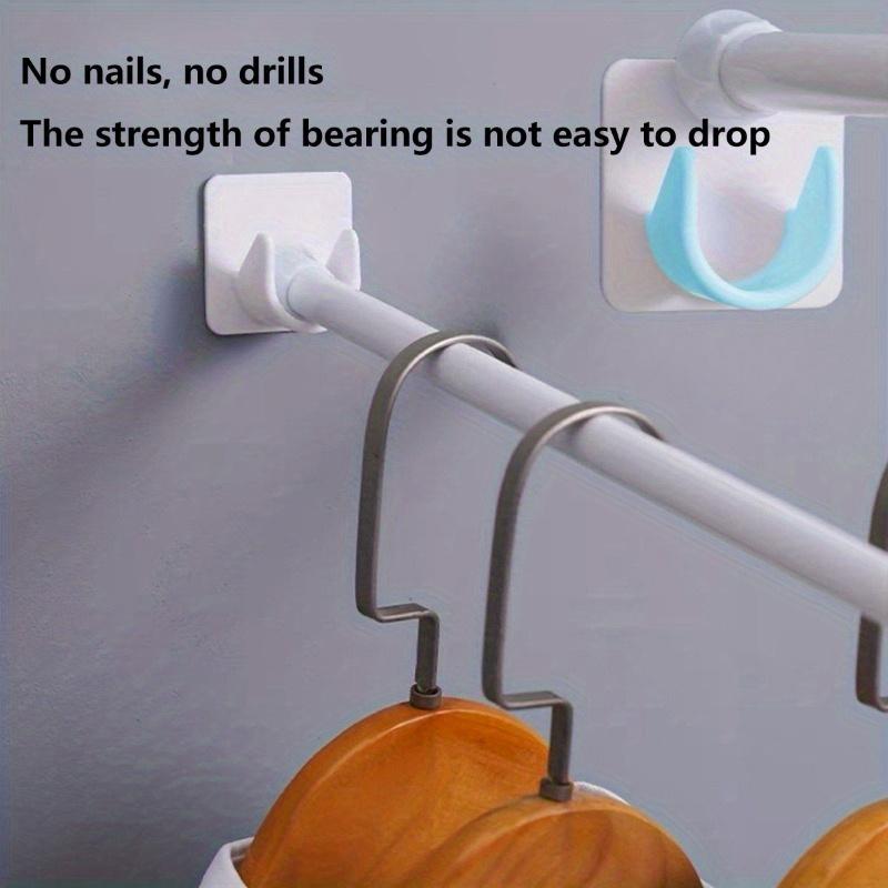 2pcs Strong Curtain Rod Bracket Holders Hooks Self-adhesive Adjustable Curtain Fixing Clip Punch-free Household Pole Support