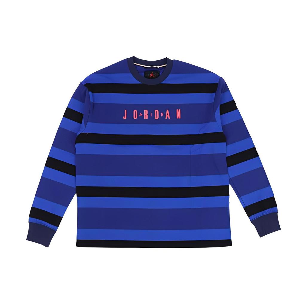 Air Jordan Sport DNA Casual Stripe Pullover Long Sleeve T-Shirt Men Tops Blue CV1143-470
