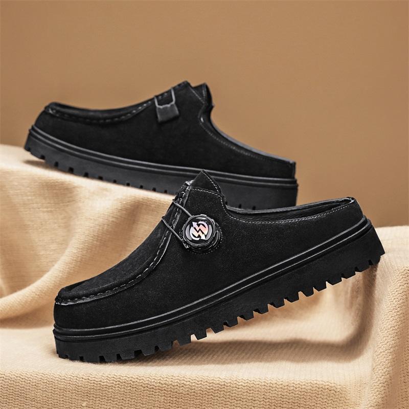 Retro Shoes for Men Comfortable Suede Leather Half Shoes Men Lace-up Flat Casual Shoes Man Footwear Zapatos Para Hombre