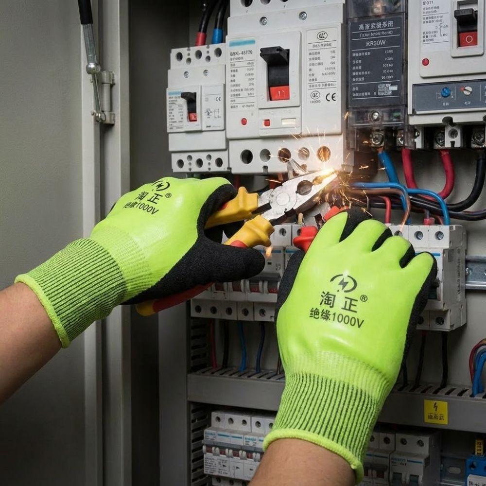 Withstanding Voltage 1111 V Electrician Insulating Gloves Anti Slip High Elasticity Electric Shock Protection Gloves