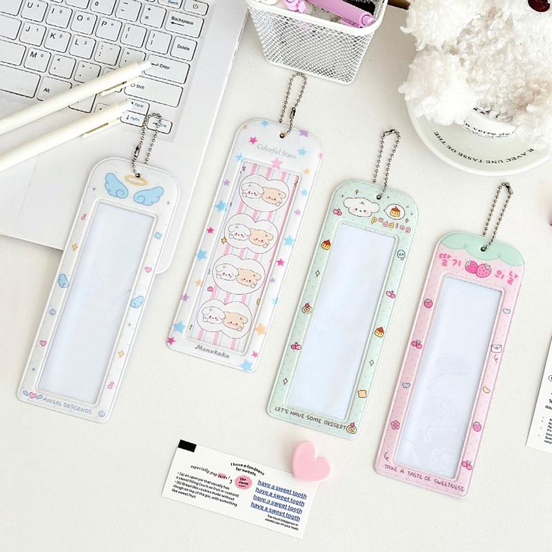 Photocard Holder Pvc Transparent Card Case Student Campus Card Access Bag Strawberry Four Grid Card Sleeve