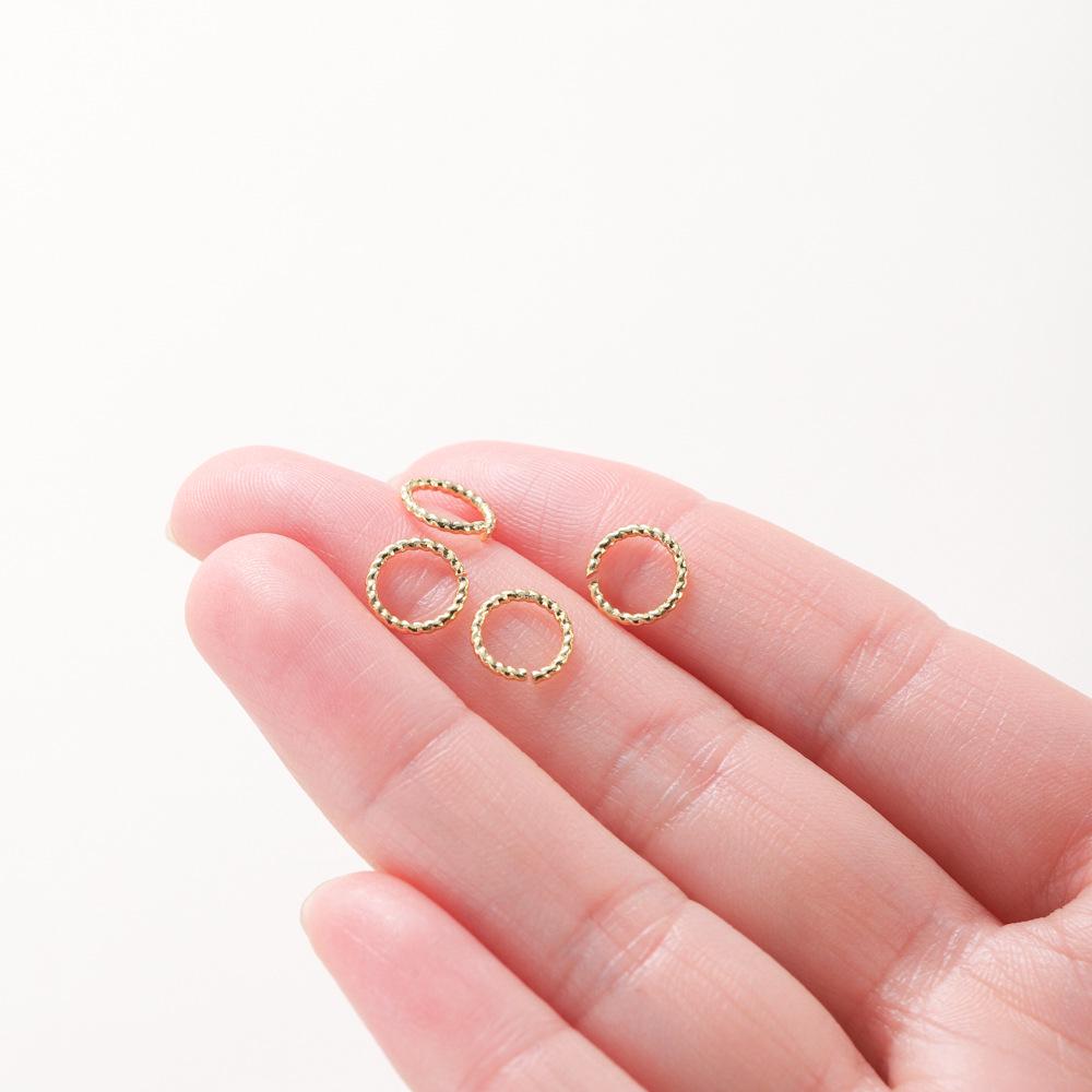 14k Gold-Plated Copper Twisted Open Ring - DIY Jewelry Accessory, Embossed Design, Color-Preserving.