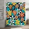 Vibrant Floral Shower Curtain Bold Beautiful Bathroom Decor in Black, White, Yellow, Blue, and Orange for Home or Hotel Use