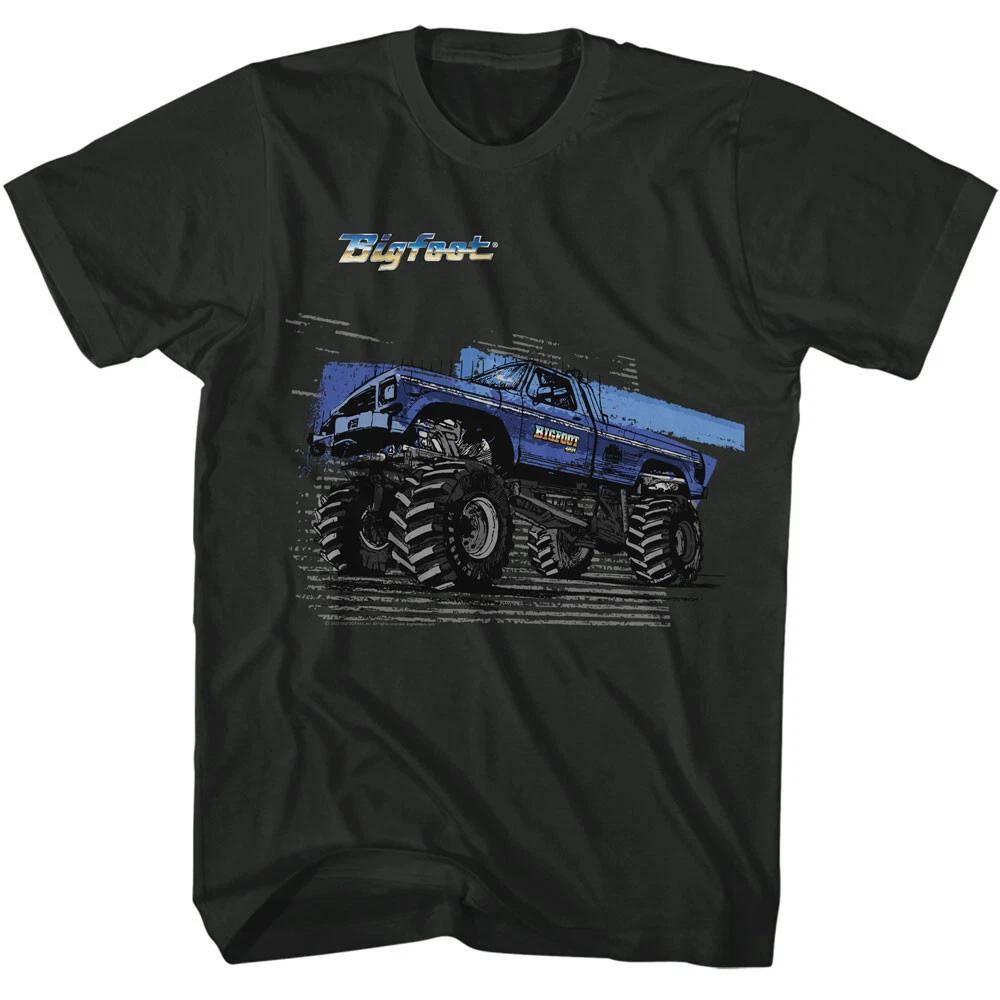 Bigfoot Original Blue Monster Truck Zoom Stripes Men s T Shirt S