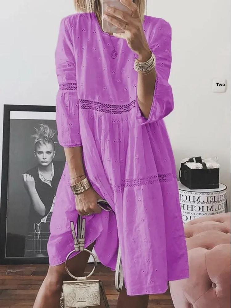 

Elegant Women Maxi Dress 2026 Fashion Lace Embroidered 3 4 Sleeve 5XL фіолетовий