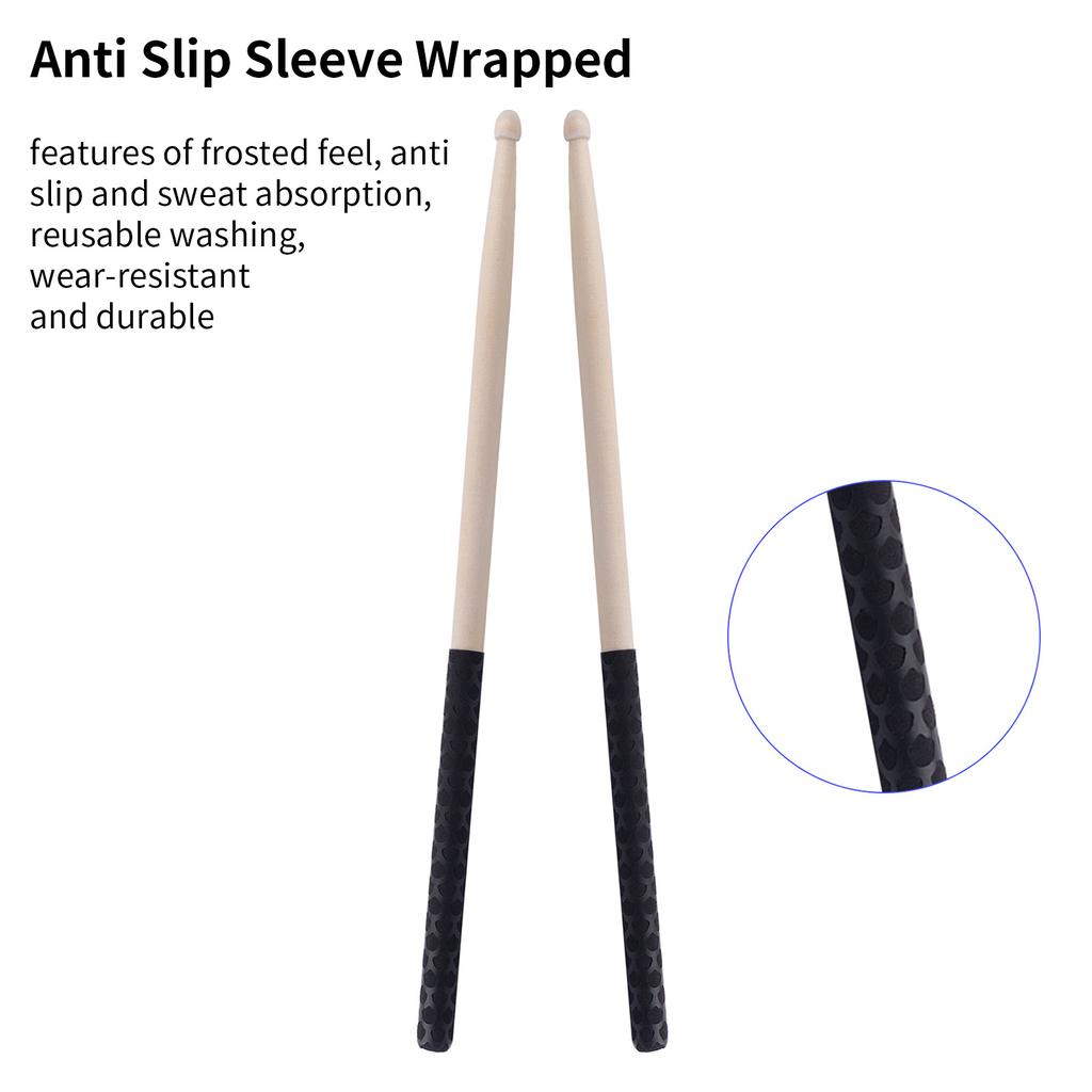1 Pair Drumstick 5A Anti Slip Drumstick Antiskid Drum Sticks Maple Wood Drumsticks Triangular Tip with Non Slip