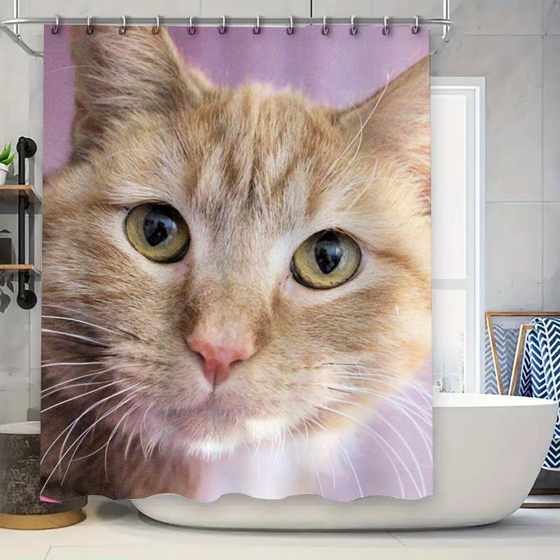 

Белая шторка для душа с принтом кошек, водонепроницаемая, украшение для ванной комнаты, домашний декор, доступен настраиваемый размер, РАСПРОДАЖА СЕЙЧАС 90x180cm