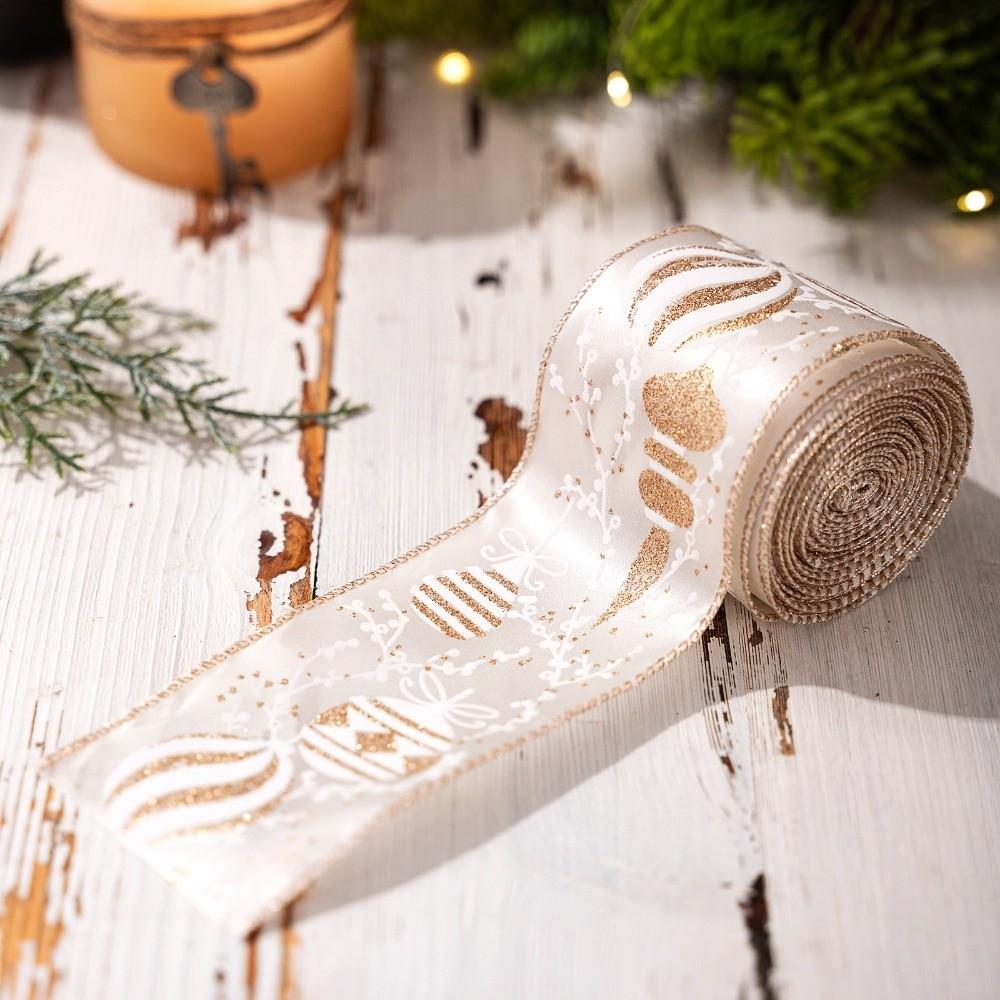 DIY Christmas Bow Ribbon Gold Fabric Swirl Ribbon New Christmas Tree Ribbon  Xmas Gift