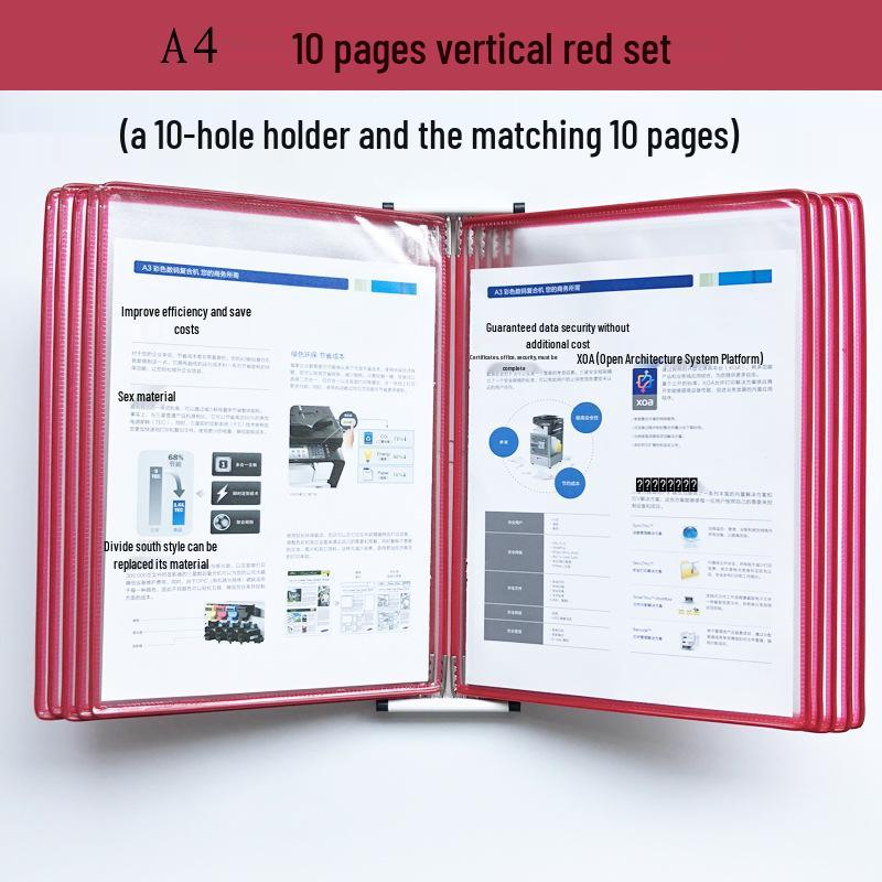 A4 10-Page Strong Magnetic Wall-Mounted Display Folder Rack