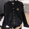 Women's Plus Size Retro Preppy Embroidered Cardigan Jacket - Spring Casual Slimming Knitted Outerwear
