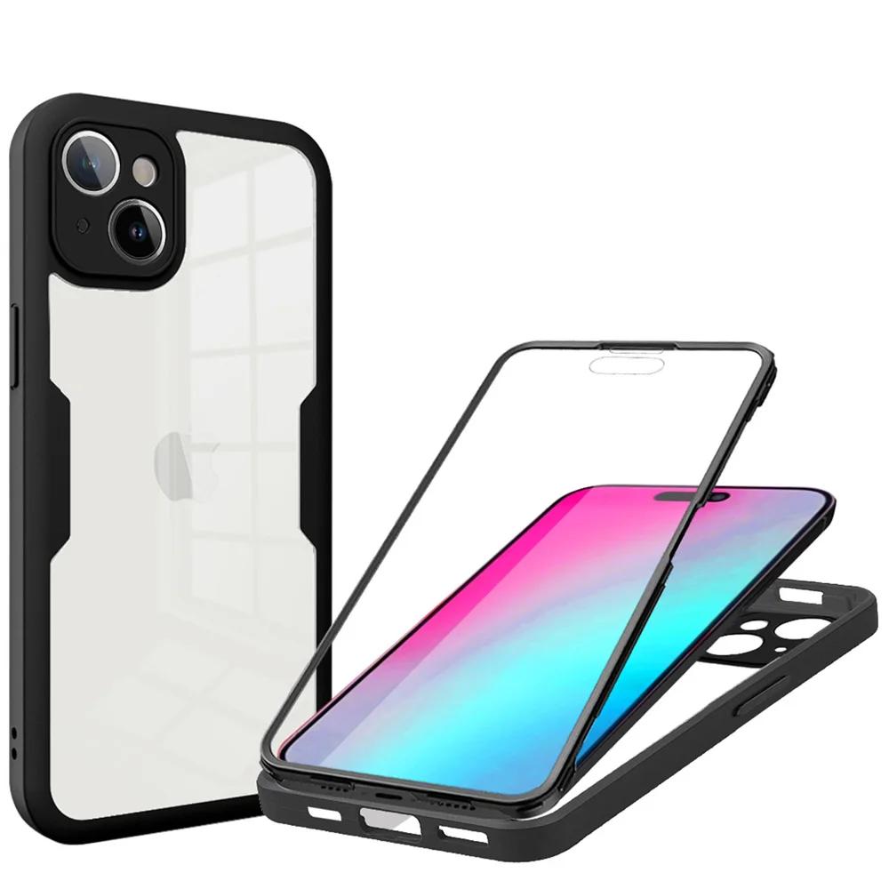 360 Full Screen Protection High Transparency Phone Cover Case For iPhone 15 Pro Max 14 1Plus 13 Mini 12 11 X XS XR XS Max 4G 5G