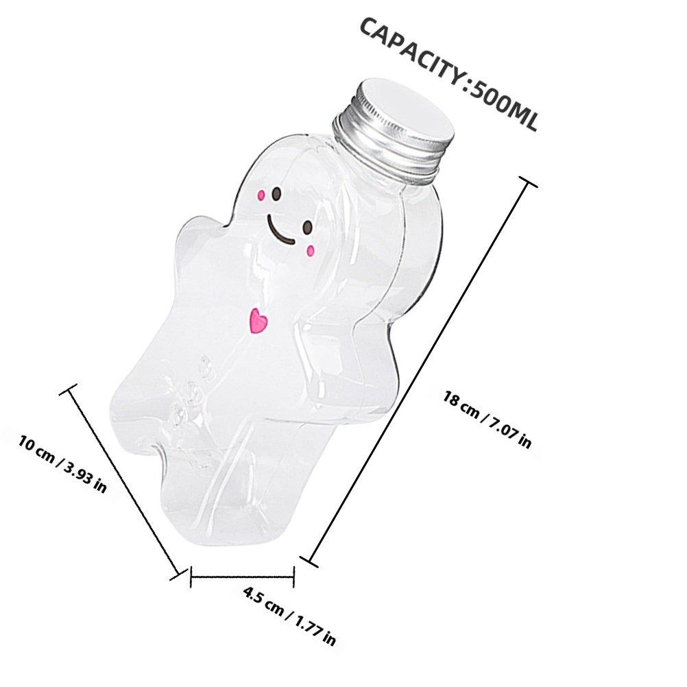 

6Pcs Christmas Beverage Bottles Gingerbread Man Shape Transparent Holiday Drink Containers Juice Bottles for Party Festive Gift прозрачный