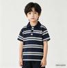 2025 Kids' Striped POLO Shirt - Unisex Summer Lapel Short Sleeve Color Block Top, Korean Style