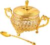 Sugar Bowl with Lid and Spoon Gold Glass Seasoning Spice Jar Candy Jar Set for Kitchen Coffee Bar Wedding Party