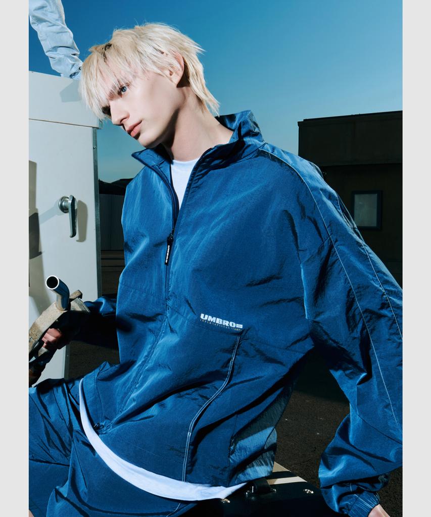 Umbro Classic Plus Stand Neck Windbreaker Jacket Blue Ur124Cjk33