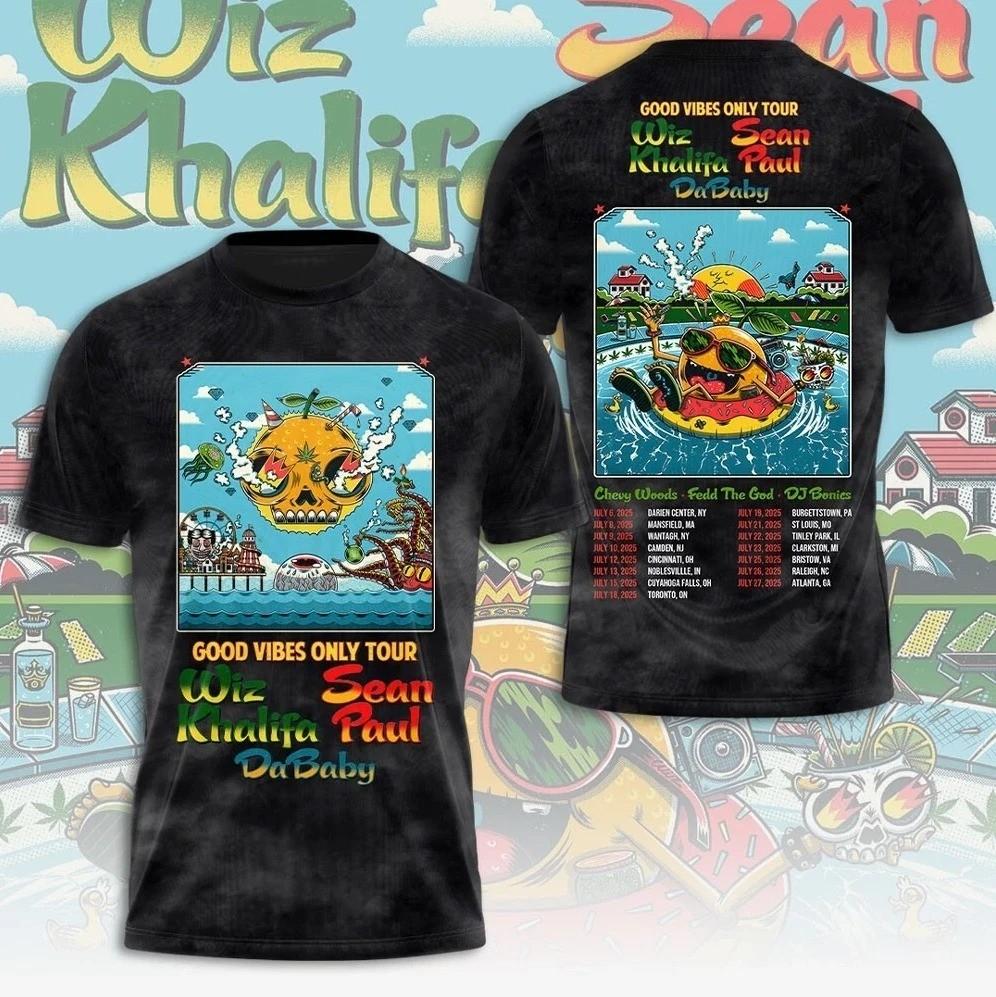 Wiz Khalifa good vibes only tour 2026 3D T-Shirt L